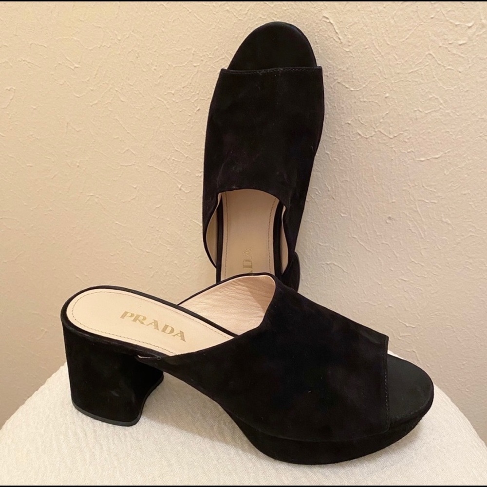 Prada black leather mule/slides size 7